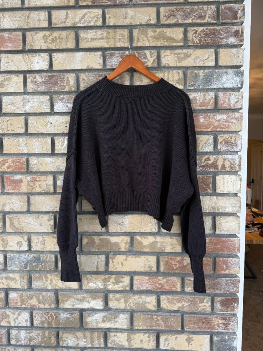☀️ Free People Easy Street Cropped Knit Sweater Black Small S